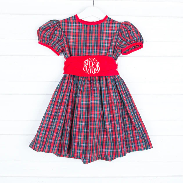 Christmas Eve Plaid Sash Dress | Classic Whimsy