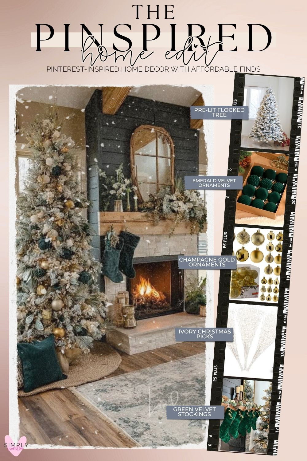 Elegant Christmas tree decor with rich emerald green and champagne gold accents 🎄✨ Recreate this Pinterest-inspired holiday look with a pre-lit flocked tree, velvet ornaments, gold ornaments, ivory Christmas picks and green velvet stockings. Cozy, classic and just a little luxe.

#ChristmasDecor #ChristmasTreeDecor #EmeraldGreenChristmas #GoldChristmasDecor #FlockedChristmasTree #HolidayHome #ChristmasInspo #AmazonHome #AmazonFinds #PinterestInspired 

 #LTKSeasonal #LTKOver40 #LTKHome