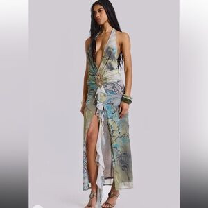 Jaded London Cindy Plunge Maxi Dress in Green | Poshmark