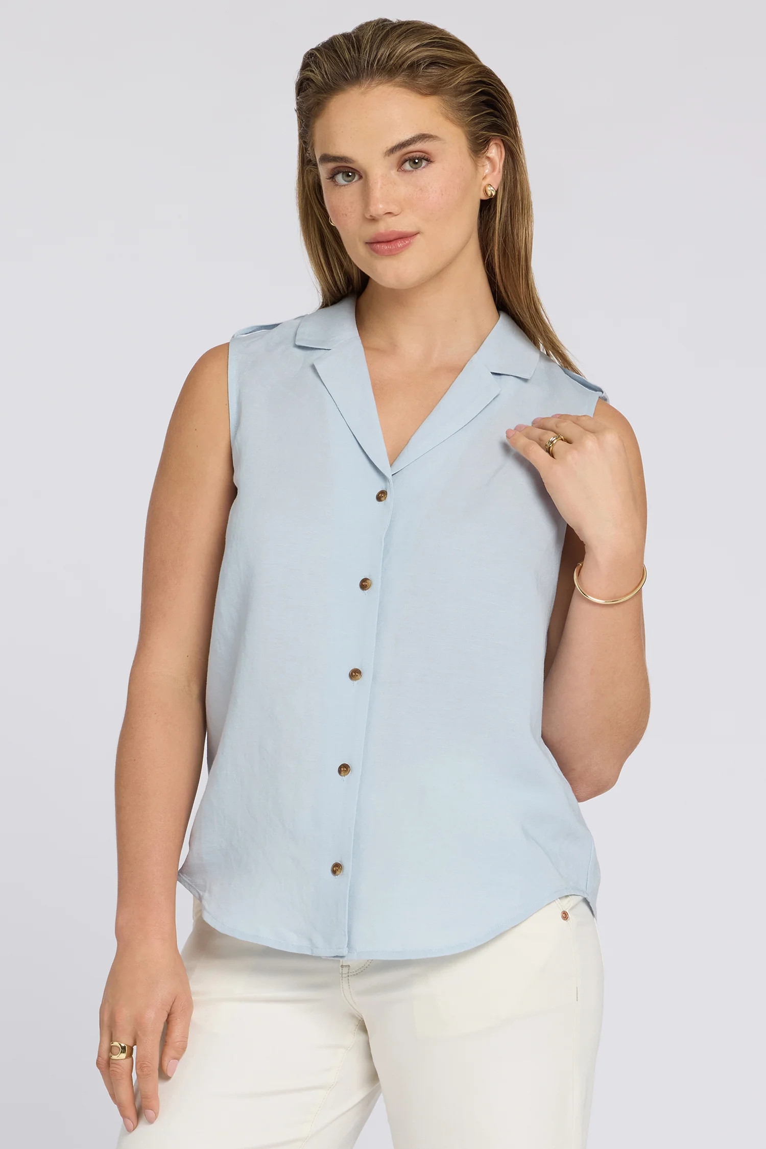 Gabrielle Sleeveless Blouse - Blue Clover | NYDJ