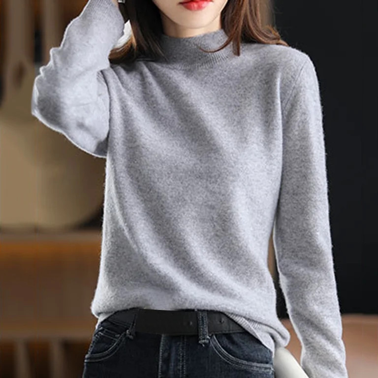 Sweaters for Women Mock Turtleneck Sweater Pullover Solid Color Loose Sweater Thickened Bottoming... | Walmart (US)