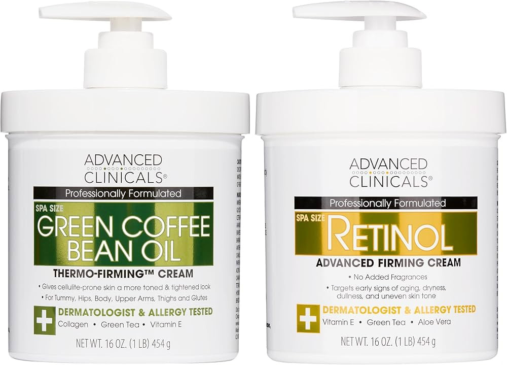 Advanced Clinicals Retinol Body Cream + Green Coffee Bean Oil Thermo - Firming Body Lotion 2pc Sk... | Amazon (US)