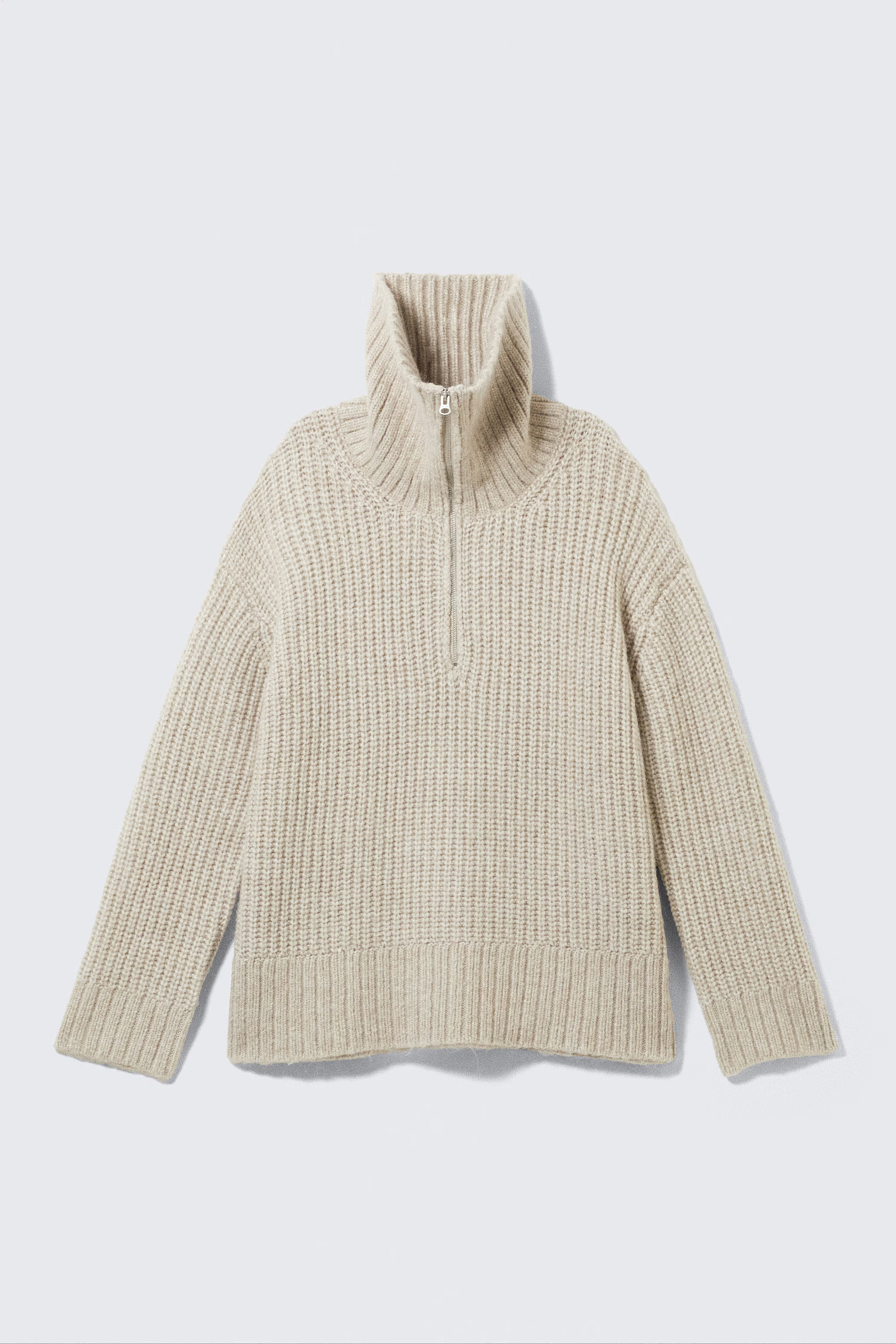Rib-Knit Half-Zip Turtleneck Sweater | Weekday