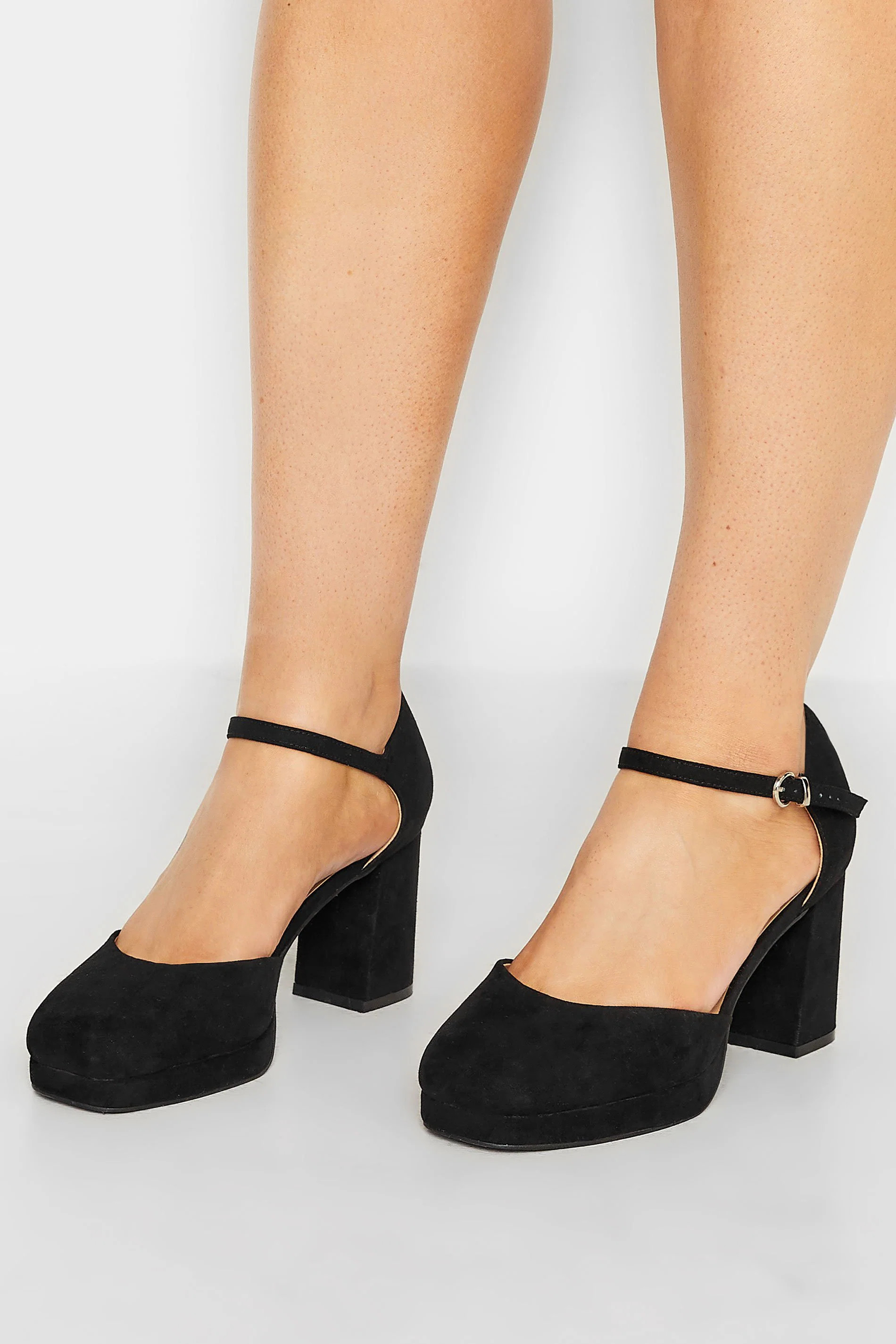 Yours Plus Size Black Platform Court Shoes In Wide E & Extra Wide EEE Fit | Yours Clothing UK