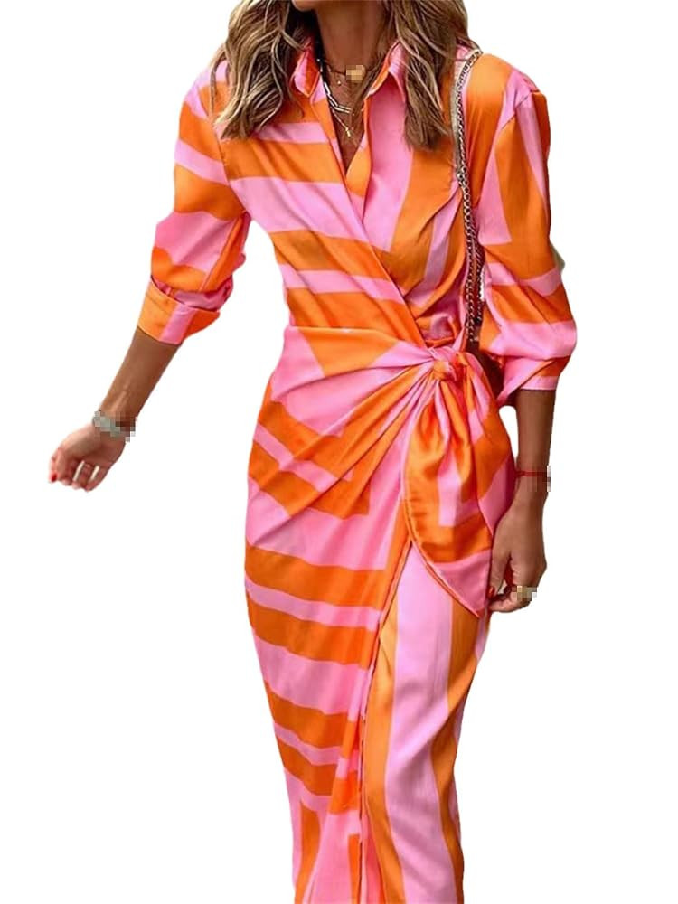 Spring Summer One Piece Printed Dress Skirt Holiday Party Dress for Women Robe Dresses | Amazon (US)