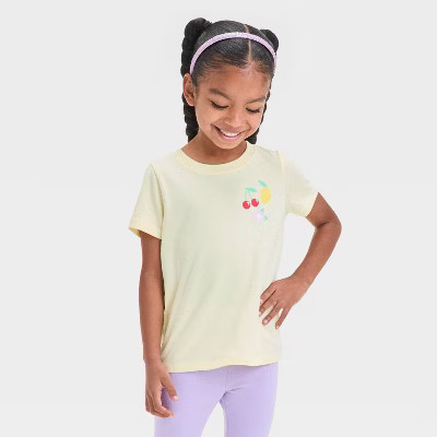 Toddler Girls' Fruits Graphic T-Shirt - Cat & Jack™ Light Yellow | Target