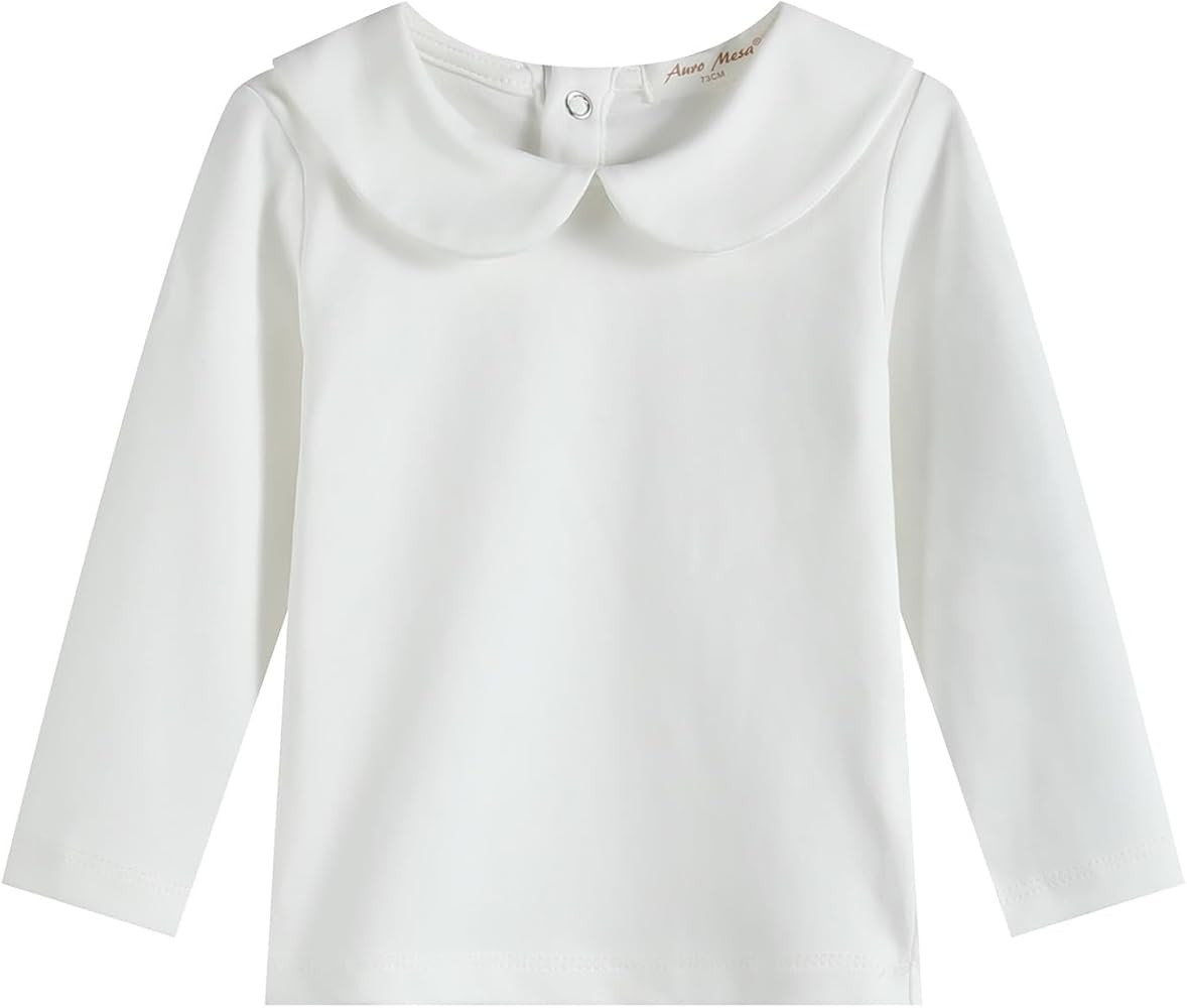 Toddler Kids Girl Boy Blouses Long Sleeves Solid Color Doll Peter Pan Collar T-Shirt Top Bottom T... | Amazon (US)