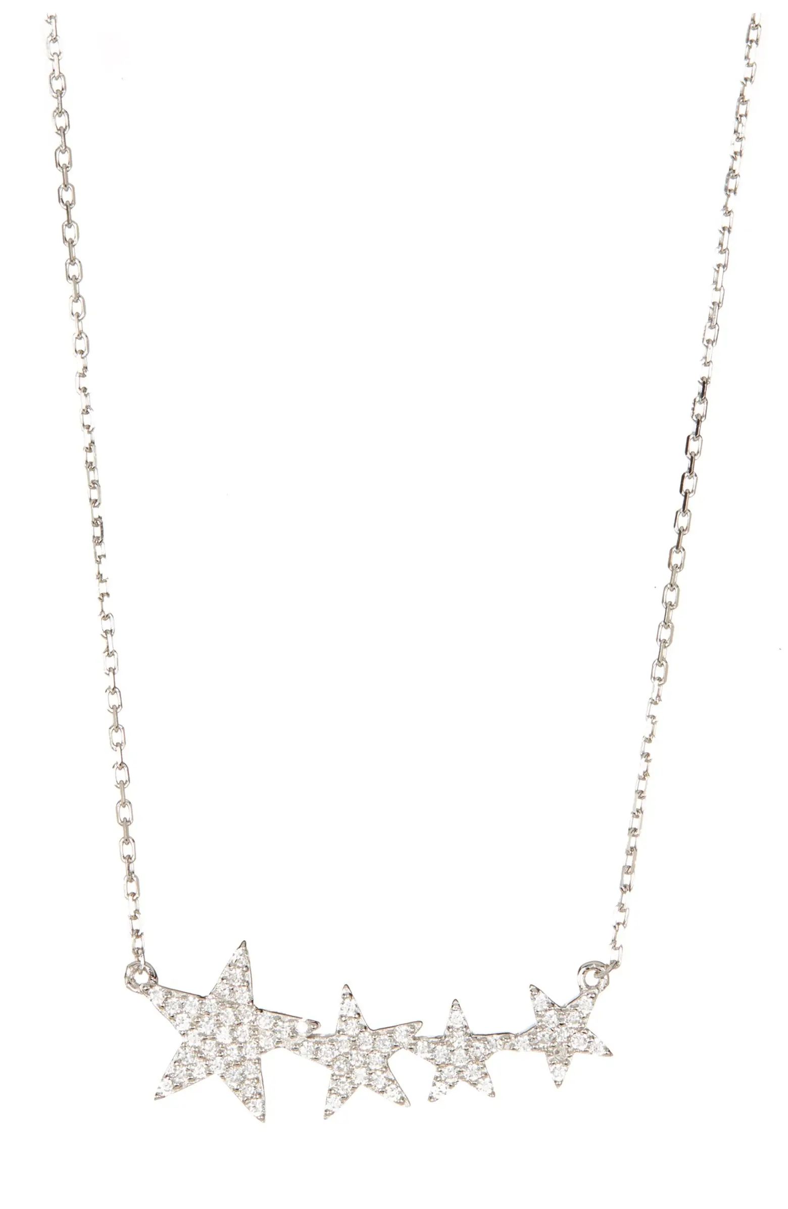 White Rhodium Plated Crystal Accented Shooting Star Pendant Necklace | Nordstrom Rack