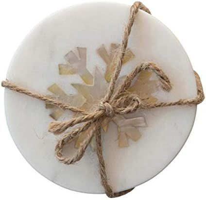 Amazon.com: Creative Co-Op 4" Round Marble Coasters w/Mother of Pearl Snowflake Inlay, Set of 4 G... | Amazon (US)