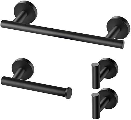 Bathroom Hardware Set, Tomic Matte Black Towel Bar, Thickened SUS304 Stainless Steel Black Bathro... | Amazon (US)