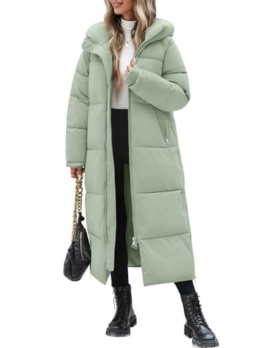 Jyanl Women Long Winter Puffer Coat Quilted Jacket Winter Warm Hooded Maxi Length Parka Padded Down Zip Thick Outerwear with Side Zipper Slits | Amazon (US)