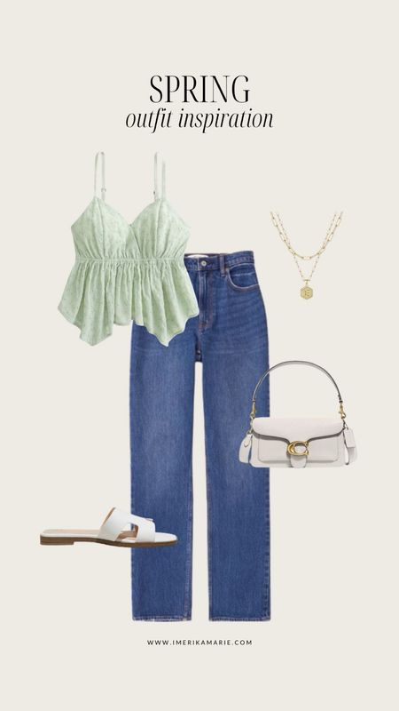 Spring outfit. Jeans. White sandals. Coach tabby purse

#LTKfindsunder50 #LTKfindsunder100 #LTKSeasonal