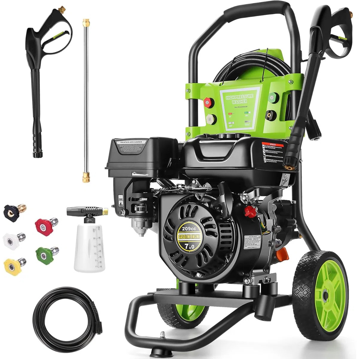 4200Psi Gas Commercial Pressure Washer Washing Machine With 4 Adjustable Nozzles, 25Ft Hose | Wayfair North America
