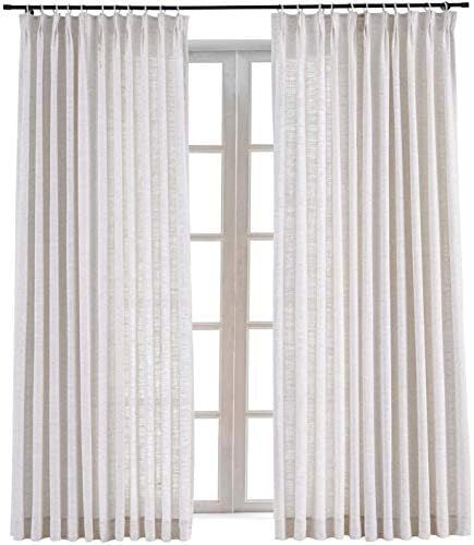 TWOPAGES 52 W x 108 L inch Pinch Pleat Darkening Drapes Faux Linen Curtains Drapery Panel for Liv... | Amazon (US)