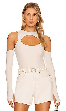 ALL THE WAYS Piper Cold Shoulder Bodysuit in Nude from Revolve.com | Revolve Clothing (Global)