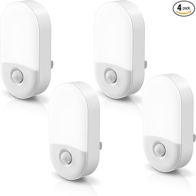 L LOHAS LED Night Light, 4 Pack Motion Sensor, Adjustable Brightness, Daylight White, for Hallway... | Amazon (US)