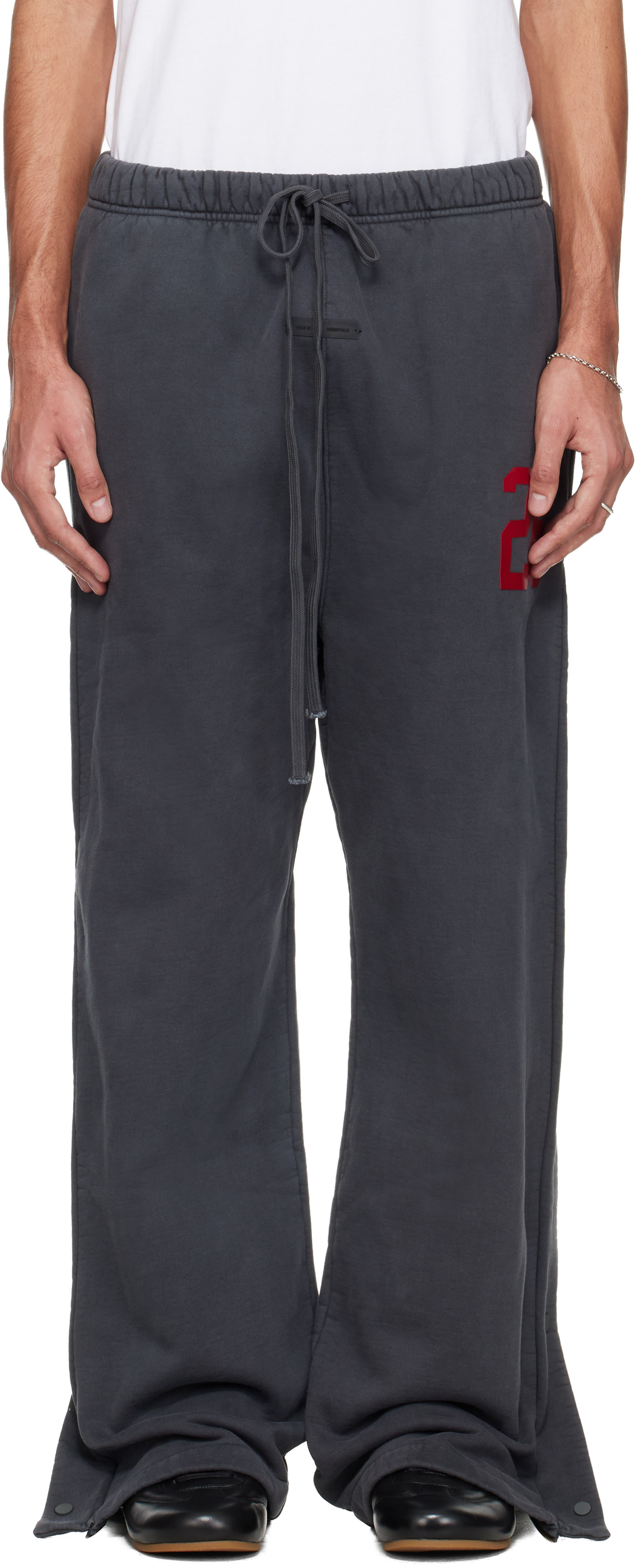 Fear of God ESSENTIALS Gray Holiday Heavy Fleece Tearaway Sweatpants | SSENSE