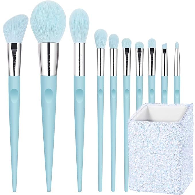 DUcare Makeup Brush Set Blue with Holder 10pcs Professional Synthetic Face EyeShadow Foundation M... | Amazon (US)