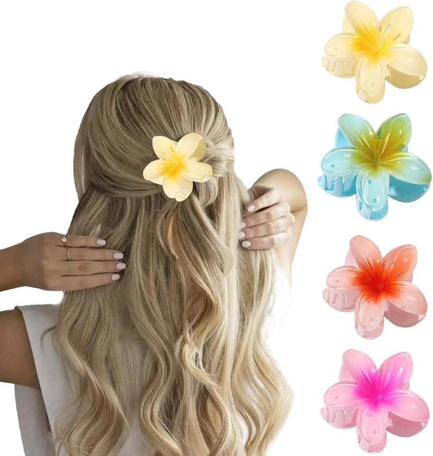 4PCS Large Flower Claw Clip for Women, Cute Hawaiian Flower Hair Clips Hair Accessories for Girls... | Amazon (US)