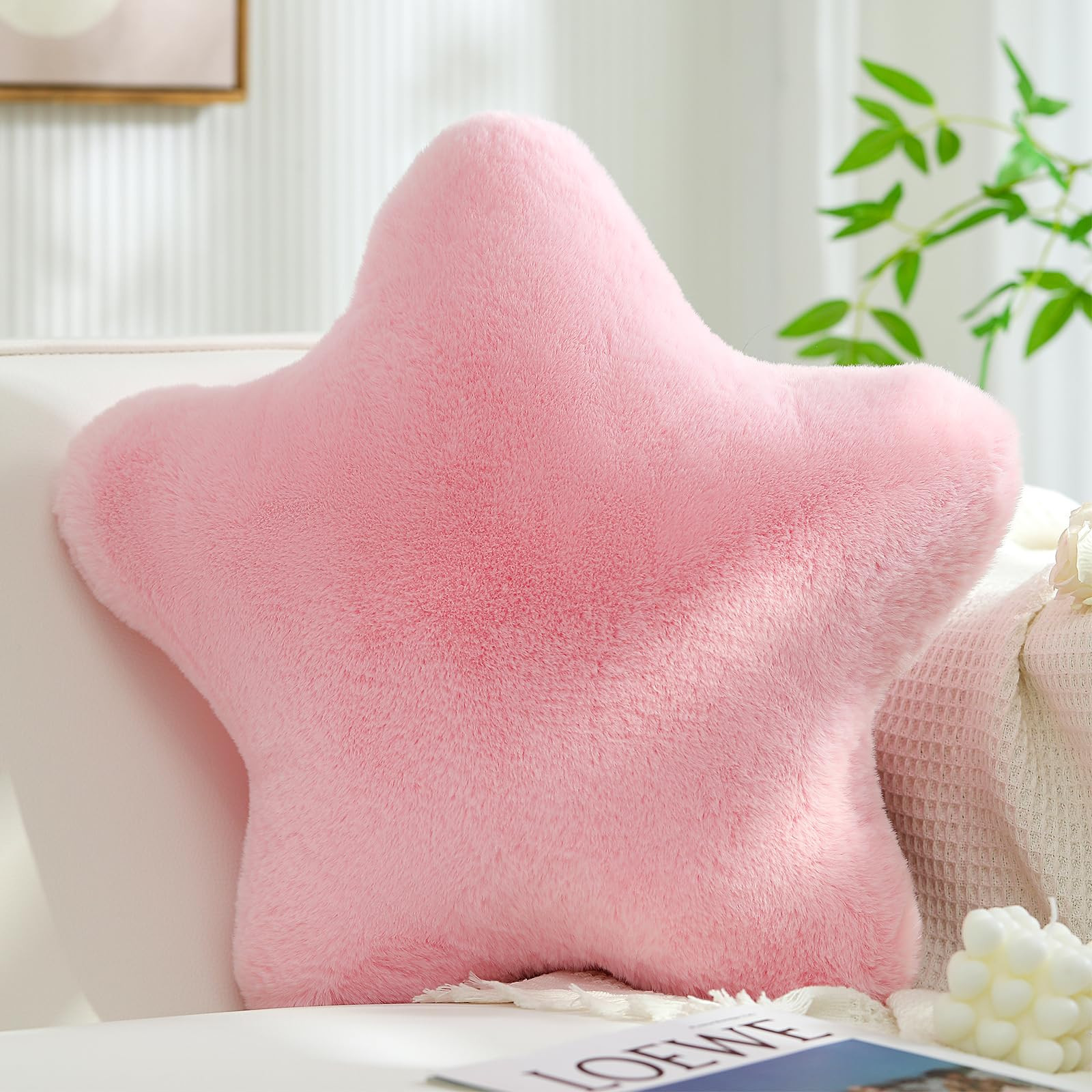 YRXRUS Star Pillows, Light Pink Star Shaped Pillow, Decorative Throw Pillow Gifts, Cute Plush Roo... | Amazon (US)