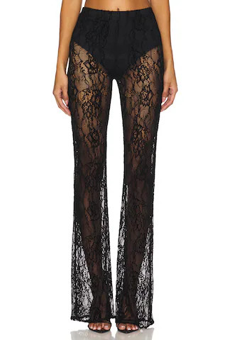 Good American Lace Flare Pant in Black001 from Revolve.com | Revolve Clothing (Global)