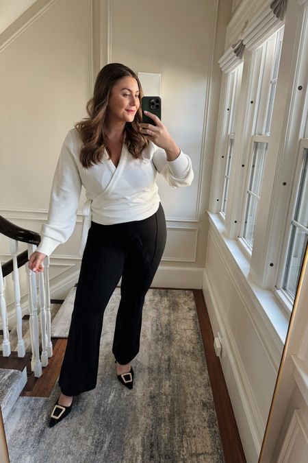 Loving this wrap top (nursing & pumping friendly) top. A great workwear option for the office! Shop Spanx for 20% off sitewide and up to 70% off clearance. 

#LTKstyletip #LTKsalealert #LTKCyberWeek