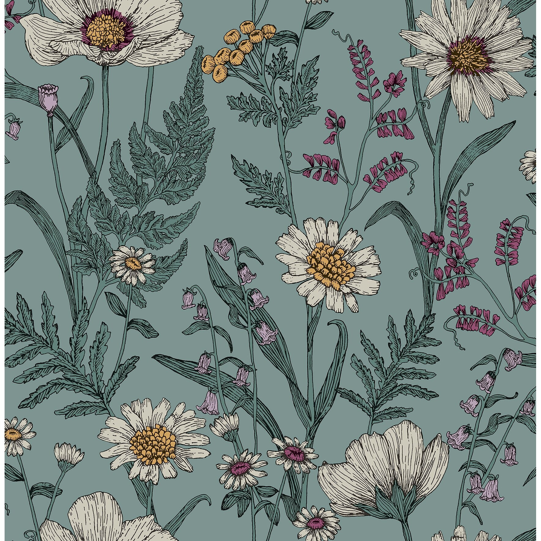 Spring Meadow Blue Peel and Stick Wallpaper | Bed Bath & Beyond