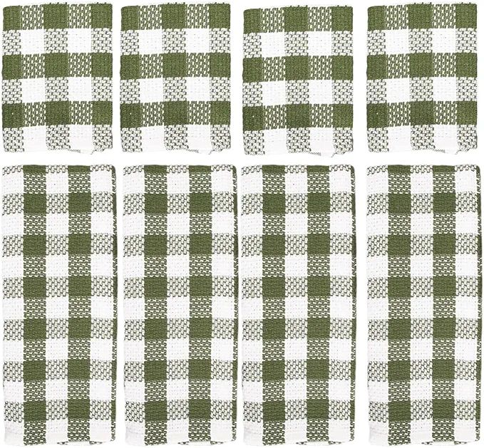 Buffalo Plaid Green Kitchen Towels and Dishcloths Set Check Dish Towels with Dishcloths for Washi... | Amazon (US)