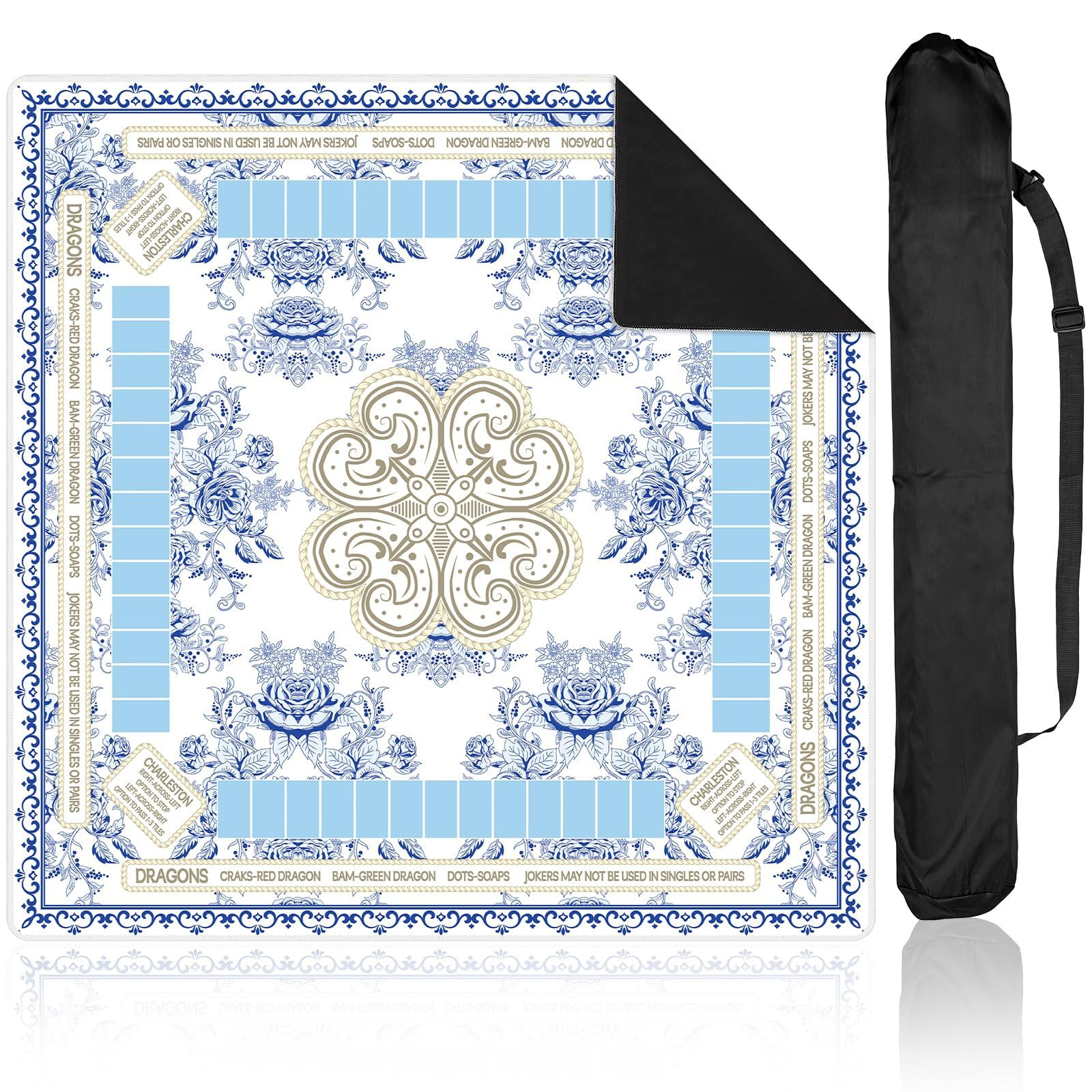 Chinoiserie Mahjong Mat with Black Carrying Bag 31.5 x 31.5 Inches Multi Purpose Game Table Cover... | Amazon (US)