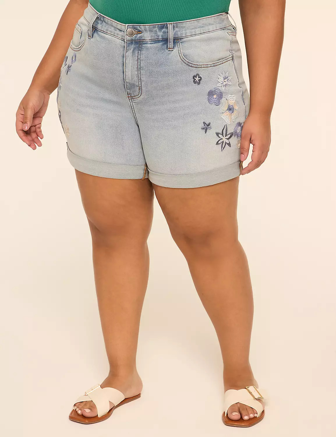Boyfriend 5.5" Short With Floral Embroidery | Lane Bryant (US)
