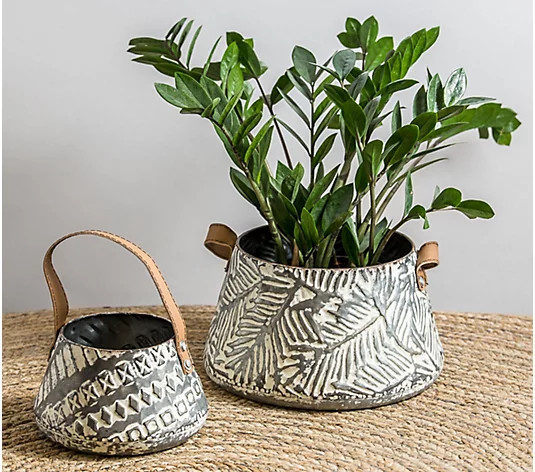 Foreside Home & Garden White Washed Langford Baskets, Set Of 2 | QVC