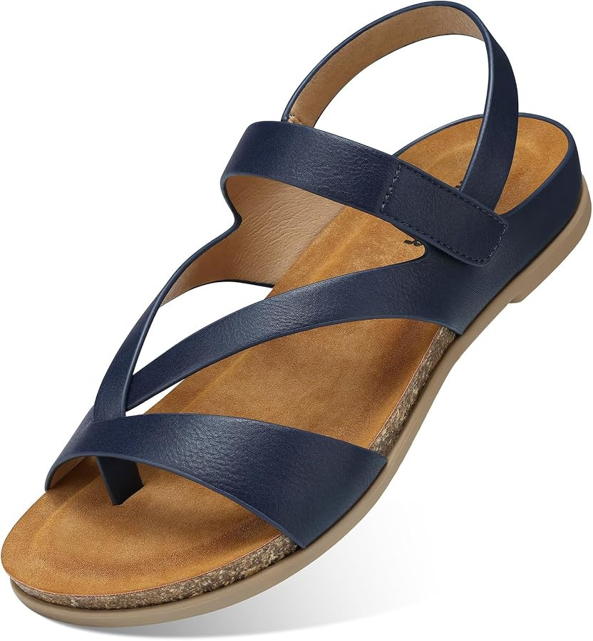 SHIBEVER Flat Sandals Women Dressy: Thong Straps Arch Support Summer Shoes | Amazon (US)