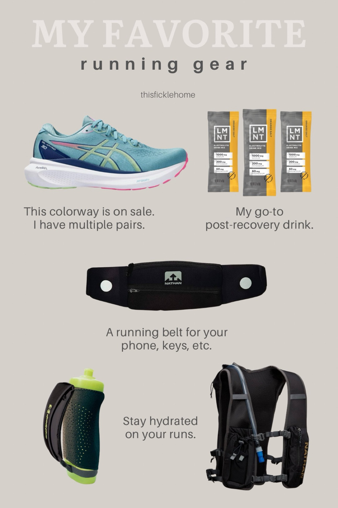 Running gear

ASICS running shoes. Running belt. Running backpack. Run recovery drink. Running water bottle.

#LTKFitness #LTKActive