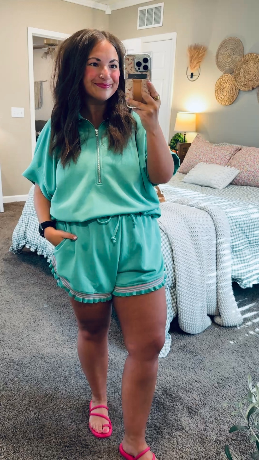 Ruffle details = instant upgrade 🤍 Loving this Amazon two-piece set for a casual look that still feels a little extra in the best way!

sandals: fit true to size // wearing a 4
set: fits true to size // wearing a large 

 #LTKootd #LTKMidsize