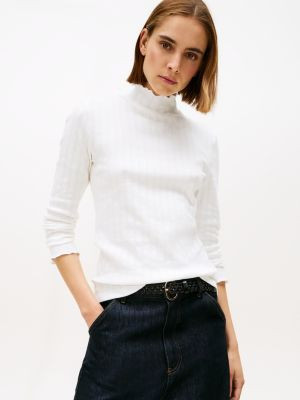 Lettuce-Trim Pointelle Turtleneck T-Shirt | Tommy Hilfiger | Tommy Hilfiger (US)