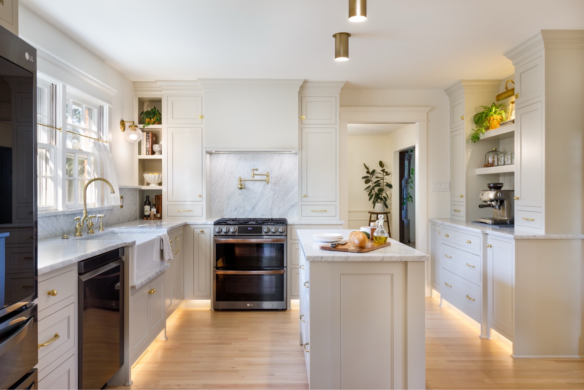 Our kitchen sources, all in one place 🤍 Kitchen lighting, cabinet hardware, appliances, and our farmhouse workstation sink—linked here after a recent request!

As an interior designer who also did the hands-on work renovating this kitchen, I chose these details to create a space that feels timeless, welcoming, and practical for everyday life.

You’ll find our kitchen lighting, rejuvenation ￼cabinet knobs and drawer pulls, Ruvati sink, Kingston Brass kitchen faucet, and LG appliances linked below. Paired with inset Cabinet Joint cabinetry, honed Bianca Carrara marble, and Benjamin Moore Revere Pewter, these pieces helped bring our vision to life.

Planning a kitchen remodel or updating a few details? Save this post for kitchen renovation inspiration and tap the products to shop our sources.

I earn a commission from purchases made through my links.