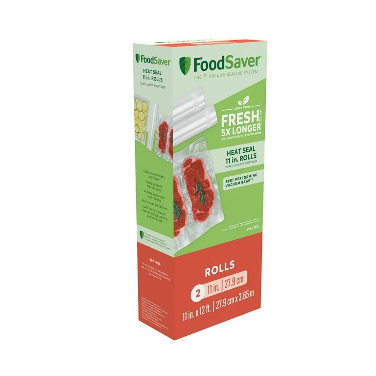 FoodSaver 11" x 12' Vacuum Sealer Roll, Clear, 2-Pack | Walmart (US)