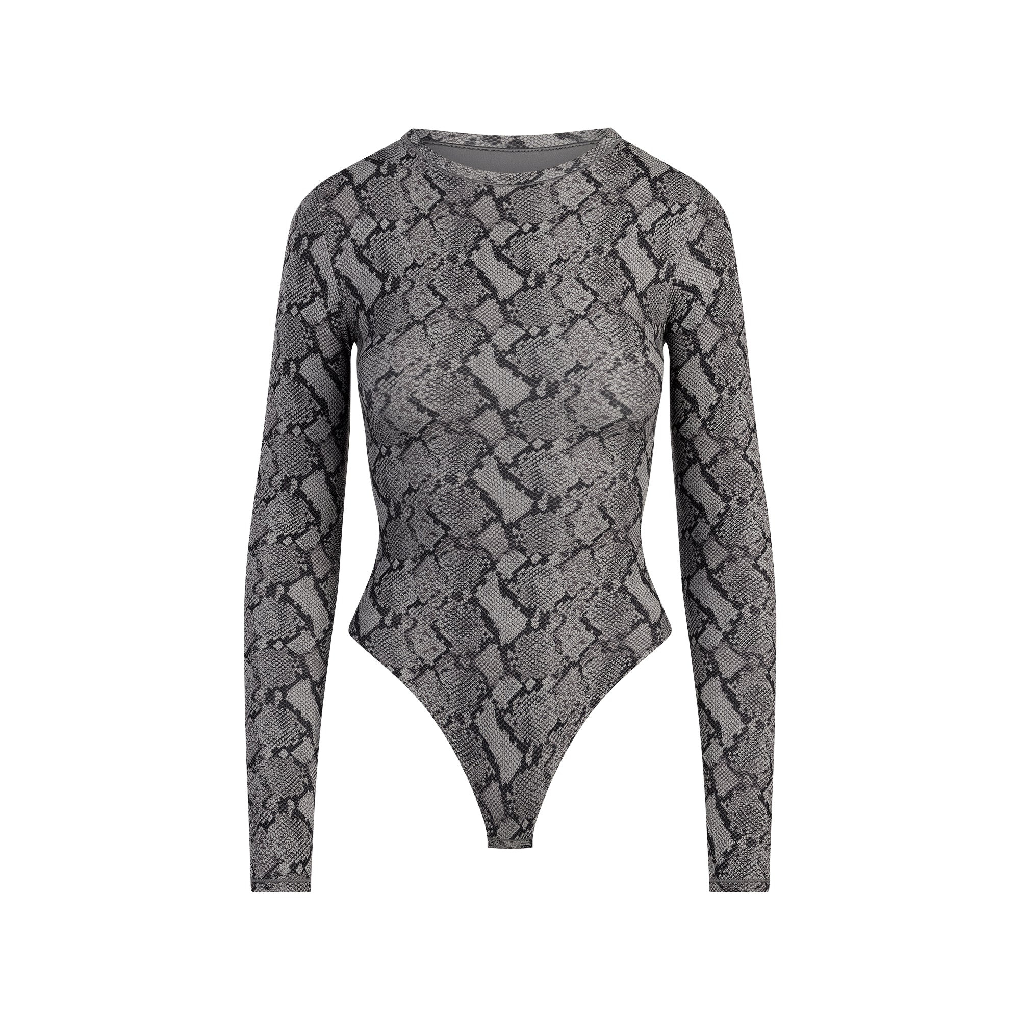 FITS EVERYBODY LONG SLEEVE CREW NECK BODYSUIT | SHADOW SNAKE PRINT | SKIMS | SKIMS (US)