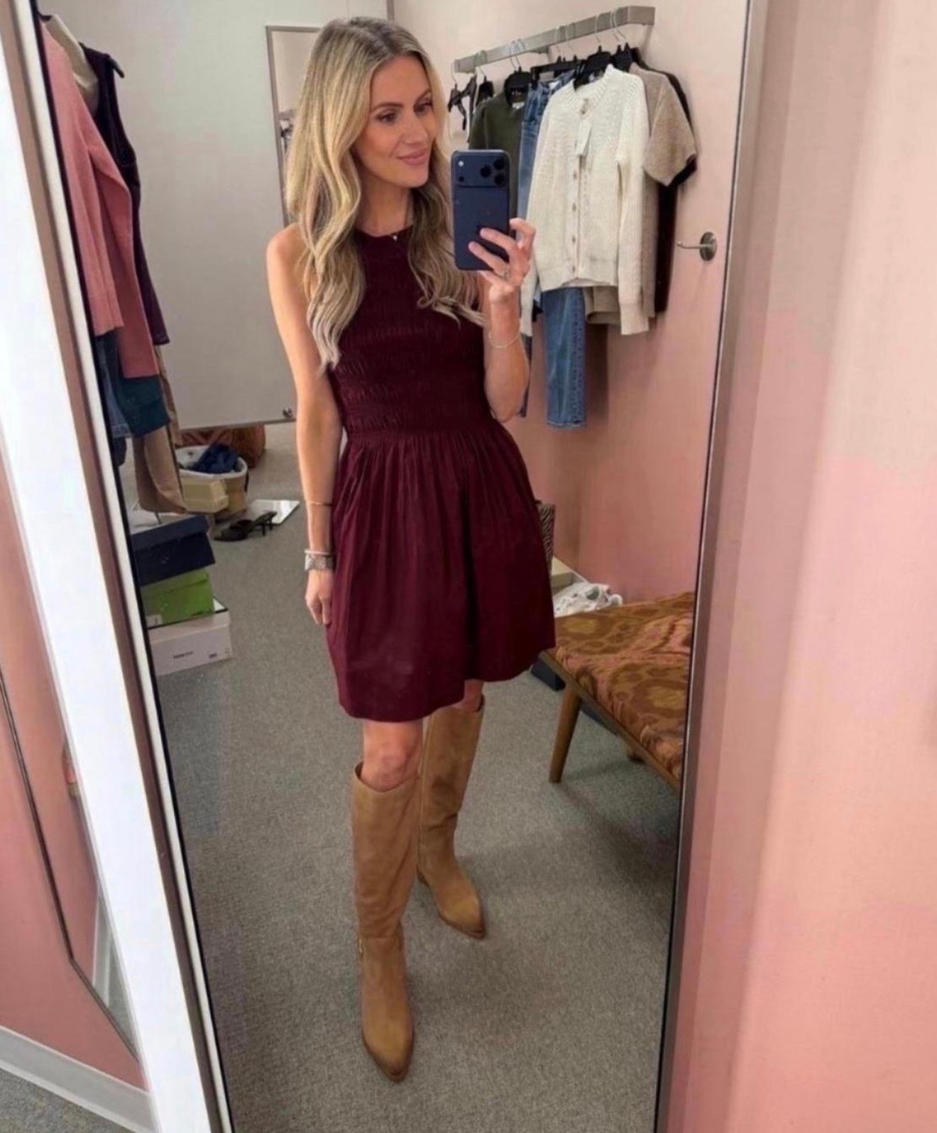 This burgundy dress is one of those pieces that makes getting dressed up so easy. The rich color looks beautiful with tall suede boots and is perfect for fall events, family photos, or date night. AND it's 100% cotton!!!

#LTKootd #LTKSeasonal #LTKPetite