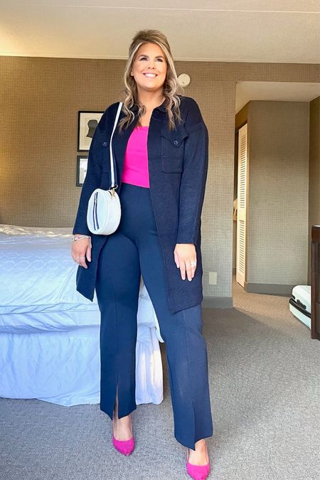 ✨SIZING•PRODUCT INFO✨
⏺ Navy Blue Split Hem Stretch Workwear Pants •• XL •• TTS 
⏺ Navy Blue Duster Cardigan Sweater with Pockets •• L •• TTS 
⏺ Hot Pink Ribbed Tank •• XL •• TTS 
⏺ Hot Pink Pumps •• TTS 
⏺ Colorful Beaded Bracelets •• Walmart 
⏺ Varsity Striped around Crossbody Bag •• Walmart 

📍Say hi on YouTube•Tiktok•Instagram ✨Jen the Realfluencer✨ for all things midsize-curvy fashion!

👋🏼 Thanks for stopping by, I’m excited we get to shop together!

🛍 🛒 HAPPY SHOPPING! 🤩

#walmart #walmartfinds #walmartfind #walmartfall #founditatwalmart #walmart style #walmartfashion #walmartoutfit #walmartlook  #workwear #work #outfit #workwearoutfit #workwearstyle #workwearfashion #workwearinspo #workoutfit #workstyle #workoutfitinspo #workoutfitinspiration #worklook #workfashion #officelook #office #officeoutfit #officeoutfitinspo #officeoutfitinspiration #officestyle #workstyle #workfashion #officefashion #inspo #inspiration #slacks #trousers #professional #professionalstyle #professionaloutfit #professionaloutfitinspo #professionaloutfitinspiration #professionalfashion #professionallook #dresspants #blue #darkblue #lightblue #navy #navyblue #babyblue #cobaltblue #grayblue #teal #tealblue #blueoutfit #blueoutfitinspo #bluestyle #blueshirt #bluepants #blueoutfitinspiration #outfitwithblue #bluelook #pink #pinklook #lookswithpink #outfitwithpink #outfitsfeaturingpink #pinkaccent #pinkoutfit #pinkoutfits #outfitswithpink #pinkstyle #pinkoutfitideas #pinkoutfitinspo #pinkoutfitinspiration 
#under20 #under30 #under40 #under50 #under60 #under75 #under100 #affordable #budget #inexpensive #budgetfashion #affordablefashion #budgetstyle #affordablestyle #curvy #midsize #size14 #size16 #size12 #curve #curves #withcurves #medium #large #extralarge #xl  


#LTKcurves #LTKunder50 #LTKworkwear