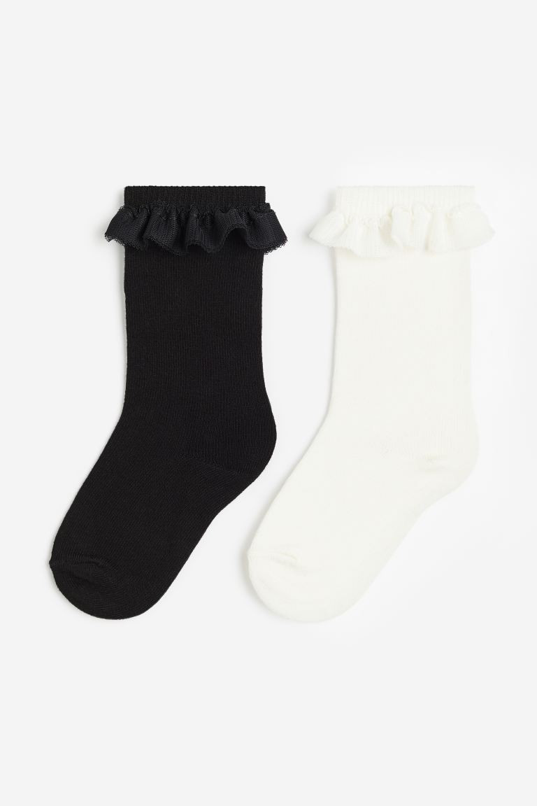 2-pack frill-trimmed knee socks | H&M (UK, MY, IN, SG, PH, TW, HK)