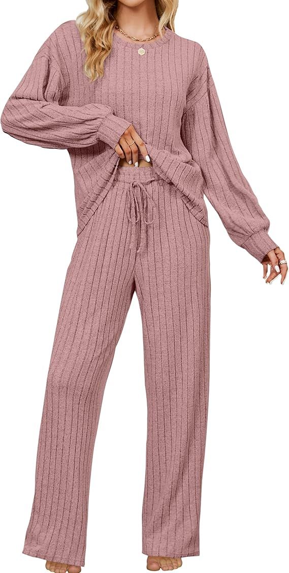 Blooming Jelly Womens Lounge Set Cute Long Sleeve Pajama Sets Casual 2 Piece Pj Outfit Fall Sleep... | Amazon (US)