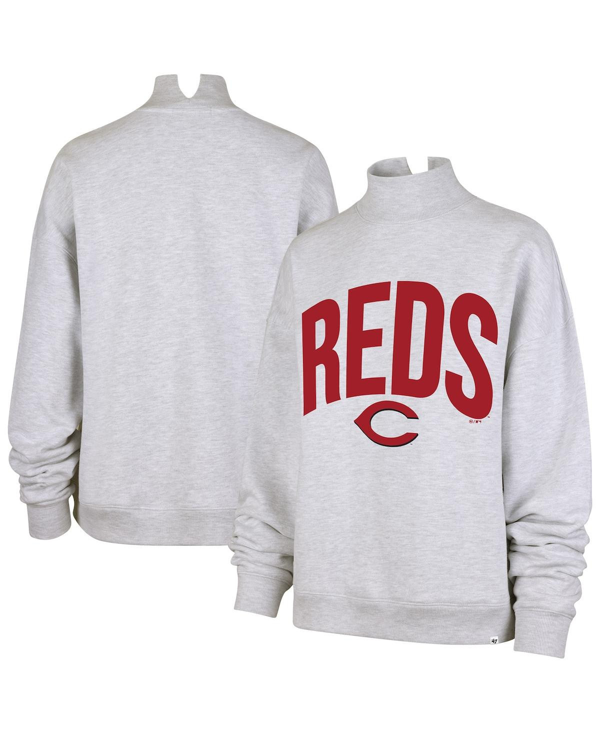 '47 Brand Women's Heather Gray Cincinnati Reds Subtle Muse Mock Neck Sweatshirt - Heather Gray | Macy's