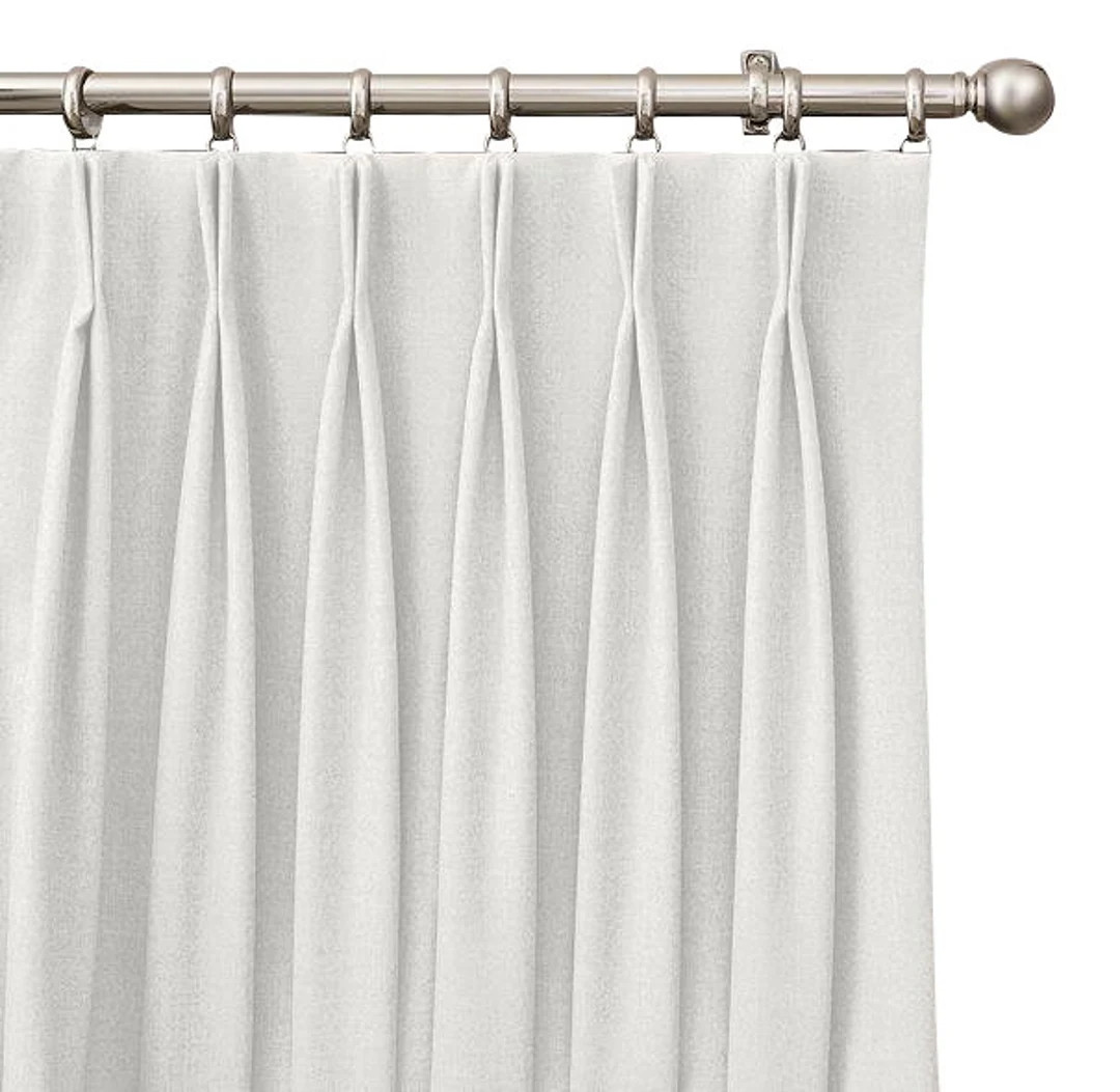 Designer white Drapery Weight Linen Mix Lined Curtain Panel fabric Window treatment French pinch ... | Etsy (US)