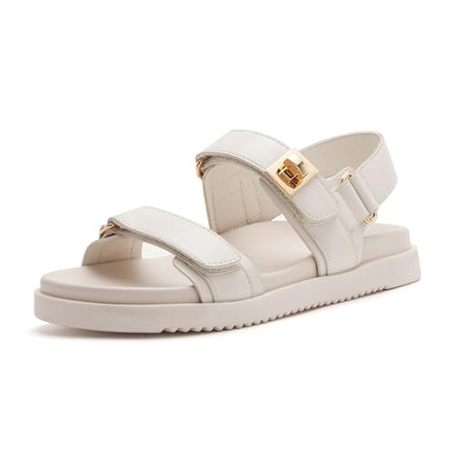 vodvob Women’s Flat Sandals with Soft Cushioned Footbed Open Toe Slides Adjustable Slip On Slippers for Summer Beach Holiday Indoor Outdoor | Amazon (US)