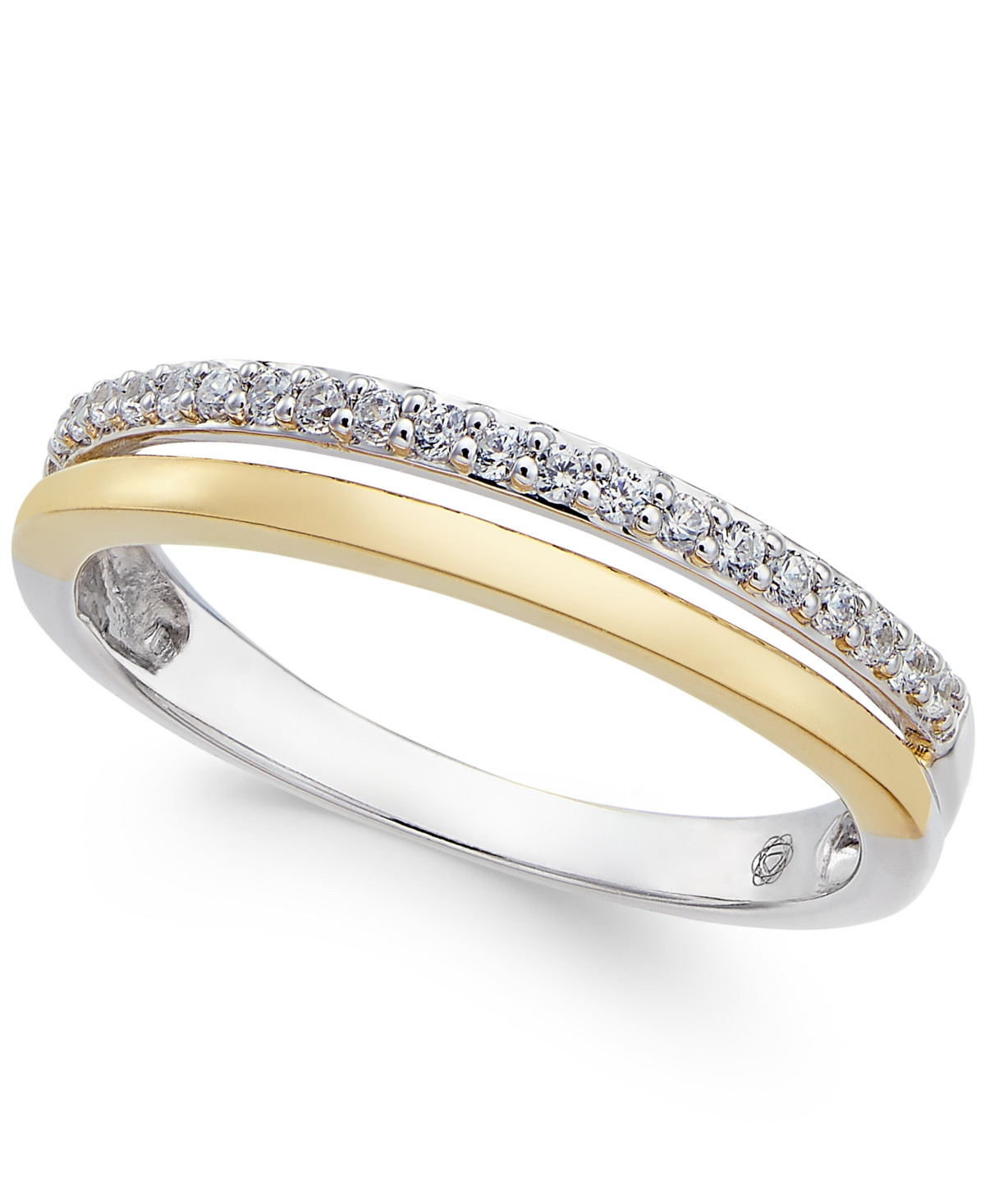 Diamond Split Band (1/8 ct. t.w.) in 14K White and Rose Gold, 14K White and Yellow Gold or 14K White Gold - White Gold/ Yellow Gold | Macy's