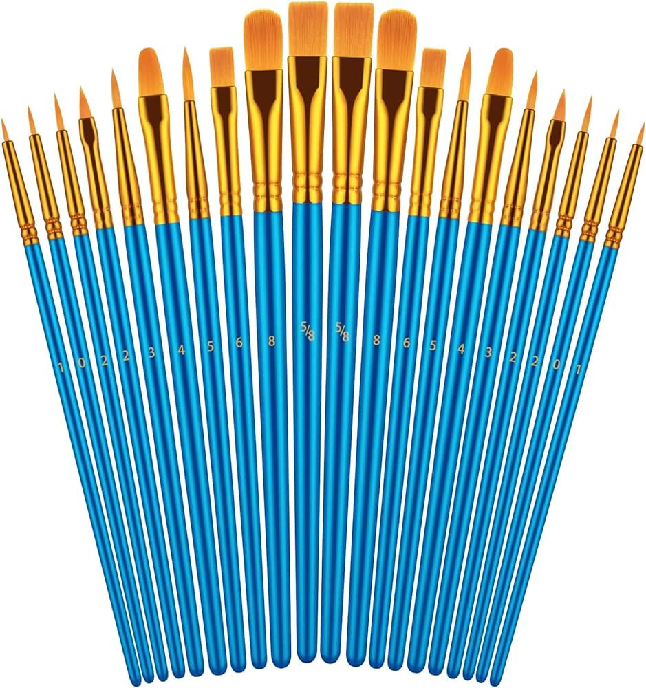 Paint Brushes Set for Acrylic Painting, 20 Pcs Oil Watercolor Acrylic Paint Brush, Artist Paintbr... | Amazon (US)