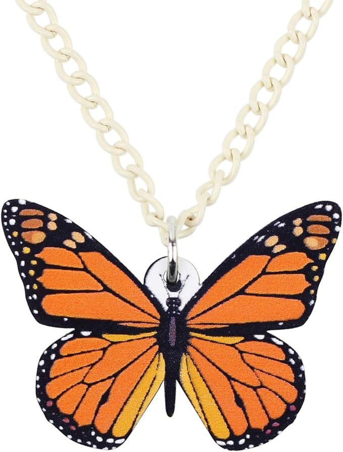 DOWAY Acrylic Monarch/Tiger Swallowtail/Danaus Chrysippus/Pieridae Butterfly Necklace Pendant Cha... | Amazon (US)