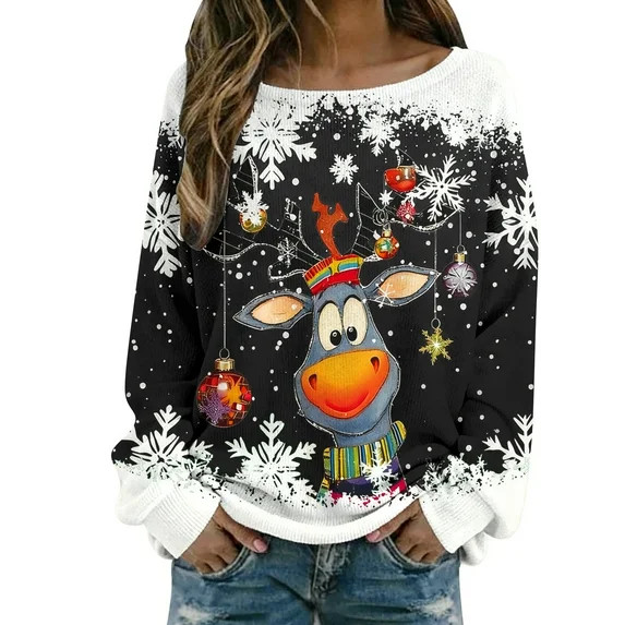 Arlun Ugly Christmas Sweaters for Women 2025 Funny Xmas Graphic Printed Knit Sweater Long Sleeve ... | Walmart (US)
