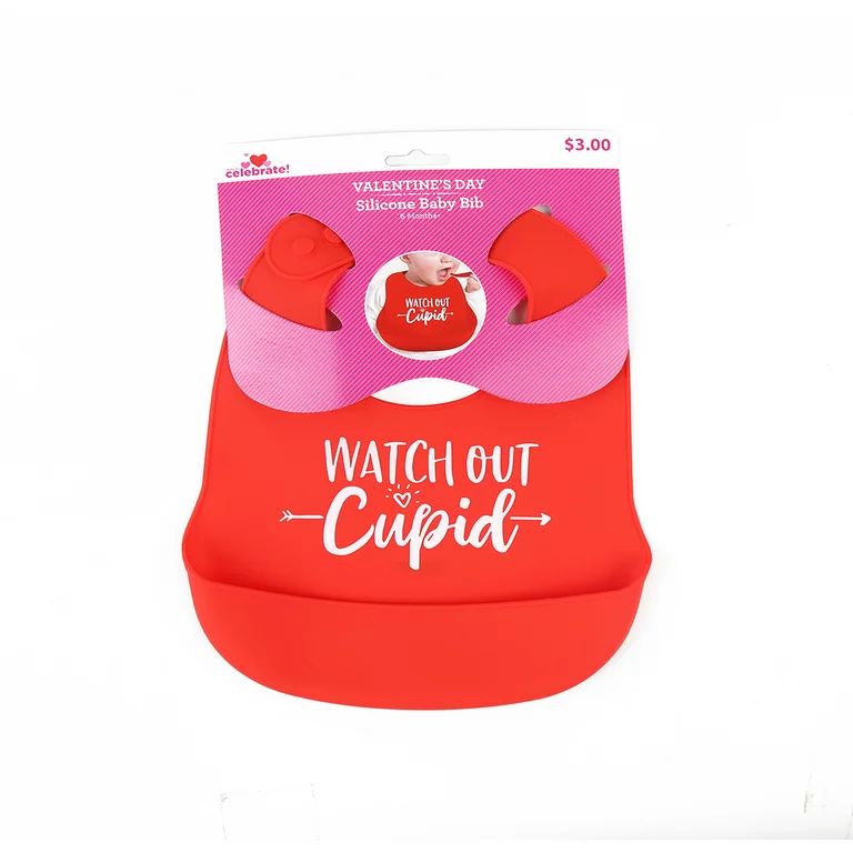 Way to Celebrate Silicone Baby Bib Pink, Valentine Baby Bib - Walmart.com | Walmart (US)